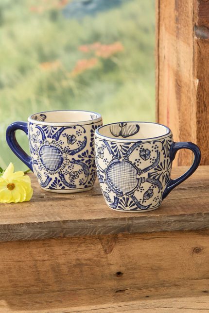 Encantada Handpainted Pottery Mugs, Set of 2